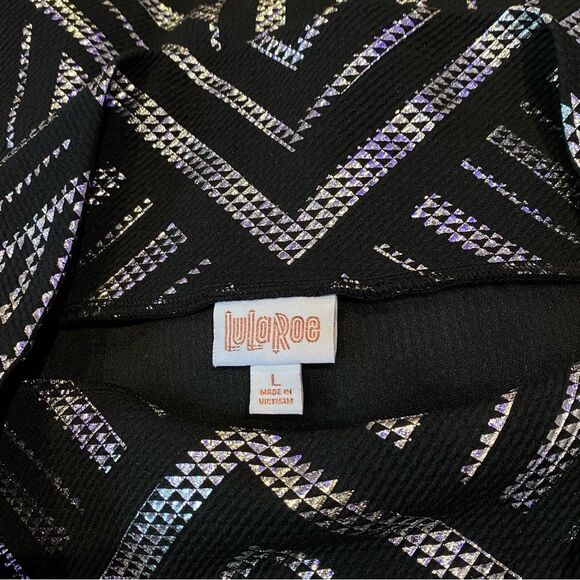 LuLaRoe Black Silver Cassie Pencil Skirt Large NWT - Picture 2 of 6